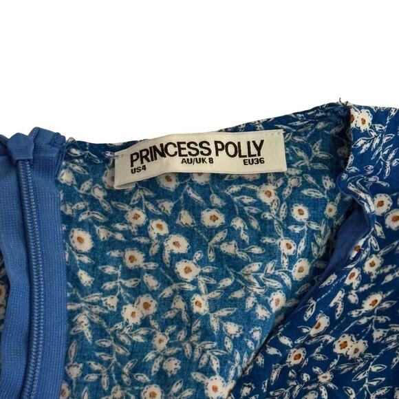Princess Polly The Sting Mini Dress Blue Floral Size 4 - Picture 5 of 5